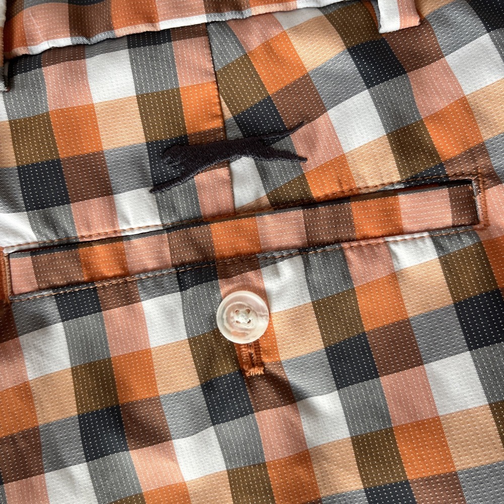 Slazenger Mens Orange Black Plaid Golf Shorts Stretch Performance Size 37 - Picture 3 of 5